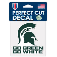 Michigan State University Spartans GO GREEN GO WHITE Perfect Cut Decal 4" x 4"