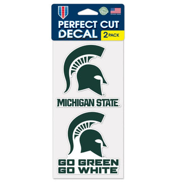 Michigan State Spartans Slogan and Logo Perfect Decal Set of Two - 4" x 4"