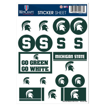 Michigan State Spartans Vinyl Sticker Sheet 5" x 7"