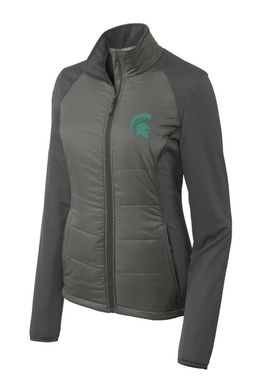 Michigan State University Spartans Embroidered Ladies Hybrid Soft Shell Jacket
