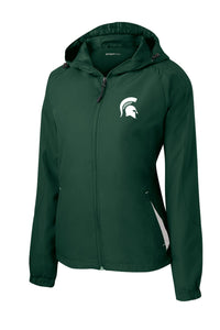 Michigan State University Spartans Embroidered Ladies Colorblock Hooded Jacket