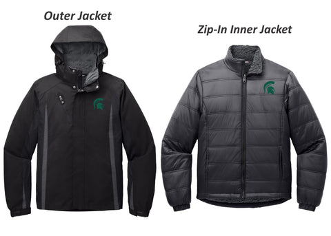 Michigan State University Spartans Embroidered Men's Colorblock 3-in-1 Jacket