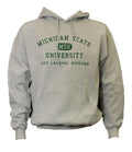 Michigan State University Spartans Hooded Sweatshirt "with East Lansing" Design Hooded Sweatshirt