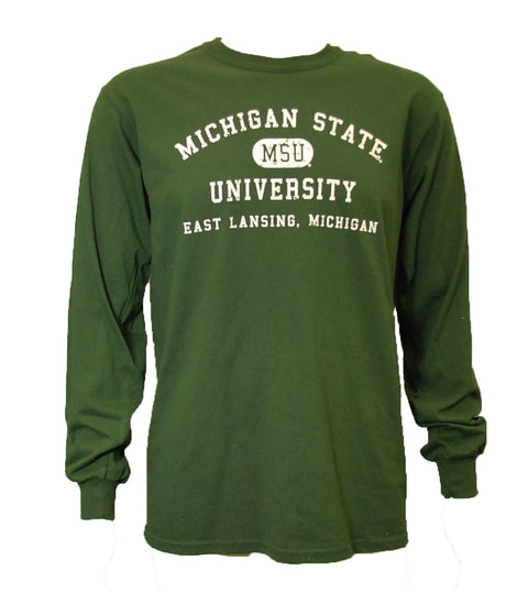 Michigan State University Spartans "with East Lansing" Design Long Sleeve T-Shirt