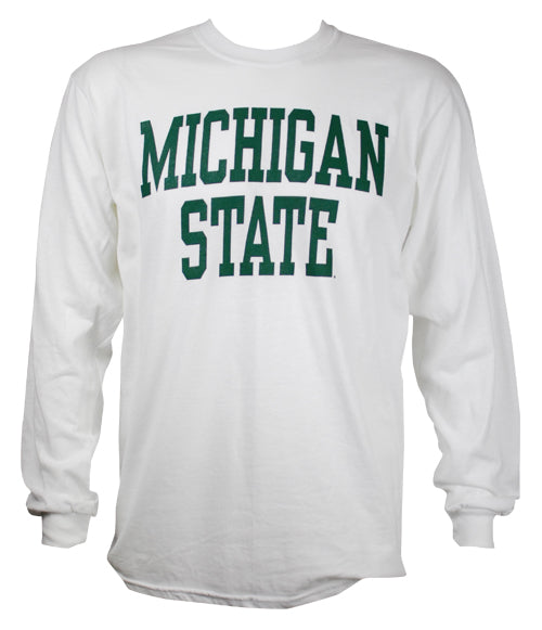 michigan state university gear Michigan State University Spartans Block Design Long Sleeve T-Shirt X-Large / White